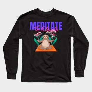 Meditate To Elevate Sloth Long Sleeve T-Shirt